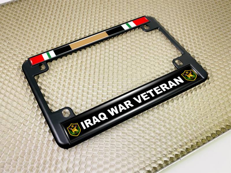 Iraq War Veteran - Motorcycle Metal License Plate Frame